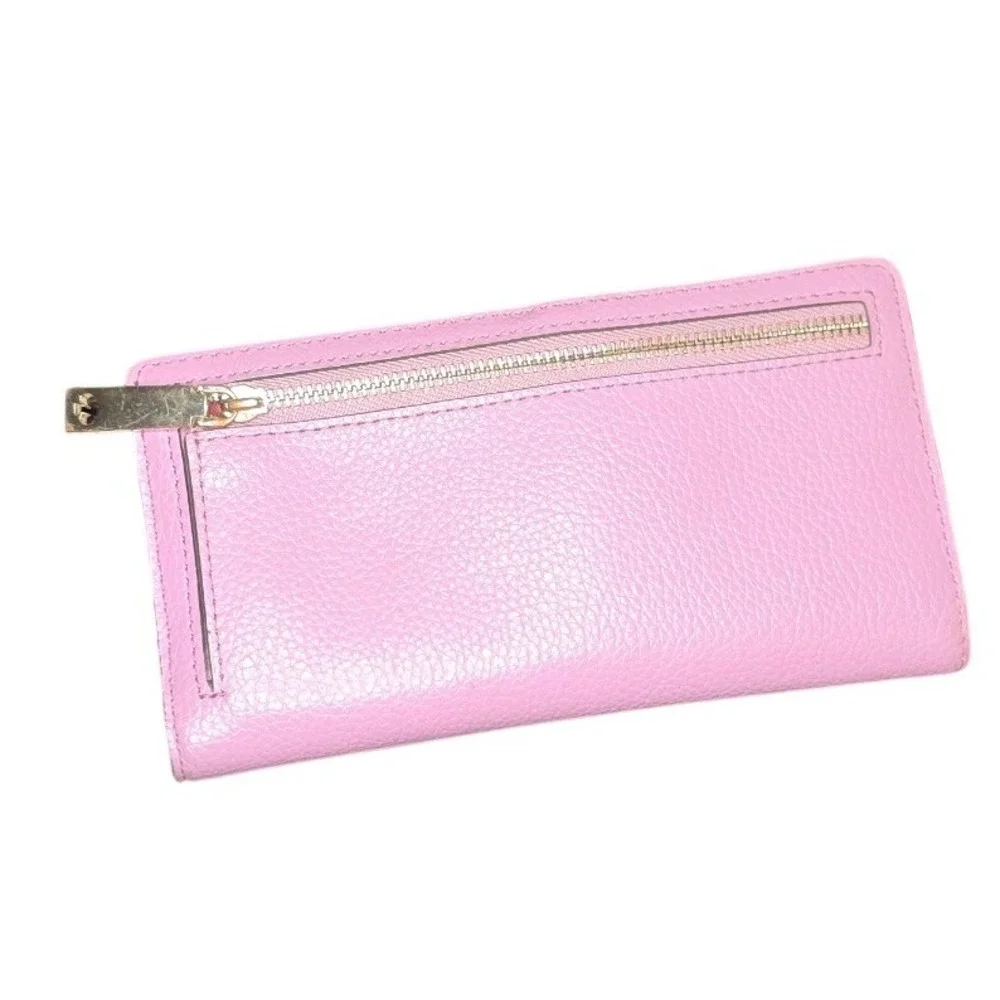 Wallet Kate Spade Pebbled Leather Slim Bifold Womens Orchid Pink